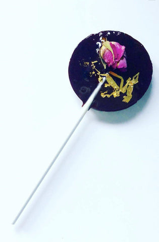 Black and pink rose bud lollipop