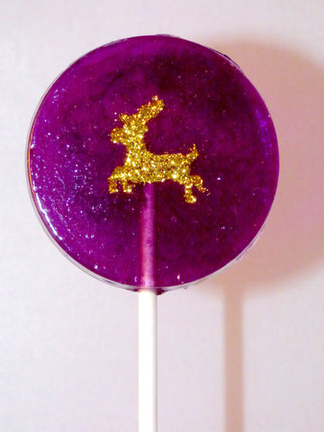 Purple Glitter Reindeer Lollipop
