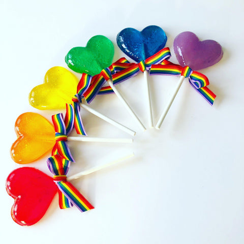 Rainbow heart lollipops