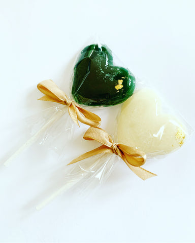 Dark green and white mini hearts with gold leaf