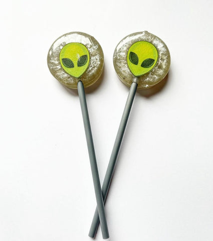 Silver Alien Image Lollipop