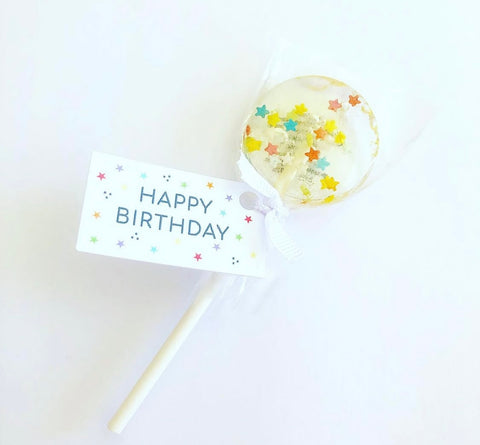 Lecca-lecca di compleanno con granella di stelle
