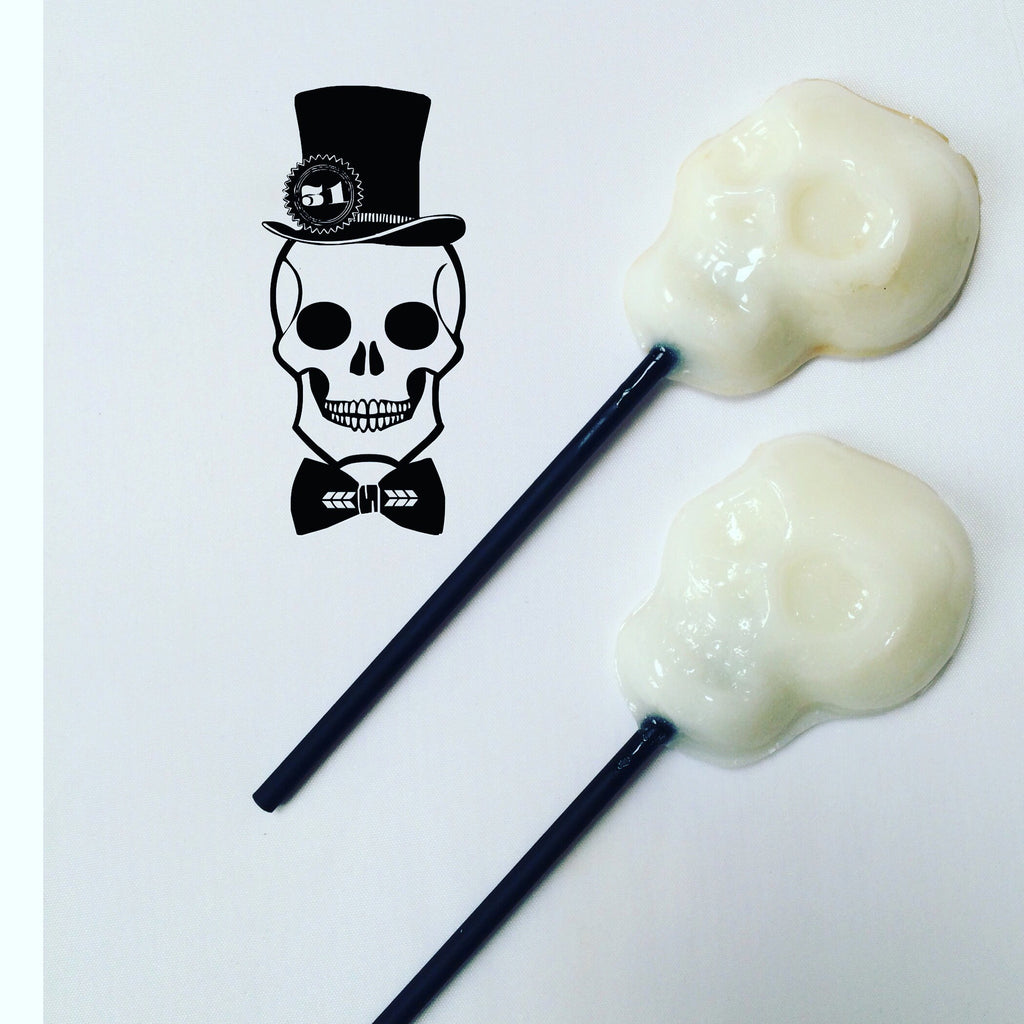 White skull shaped lollipops - Willow & Boo