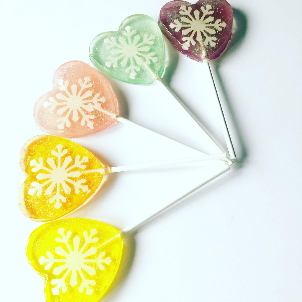 Rainbow Snowflake heart lollipops - Willow & Boo