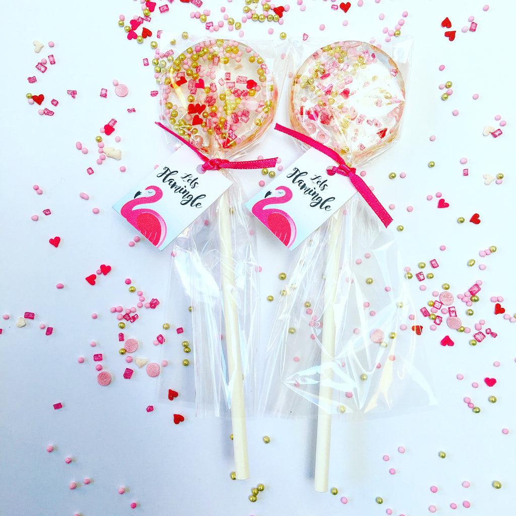Let's Flamingle Flamingo sprinkle lollipop - Willow & Boo